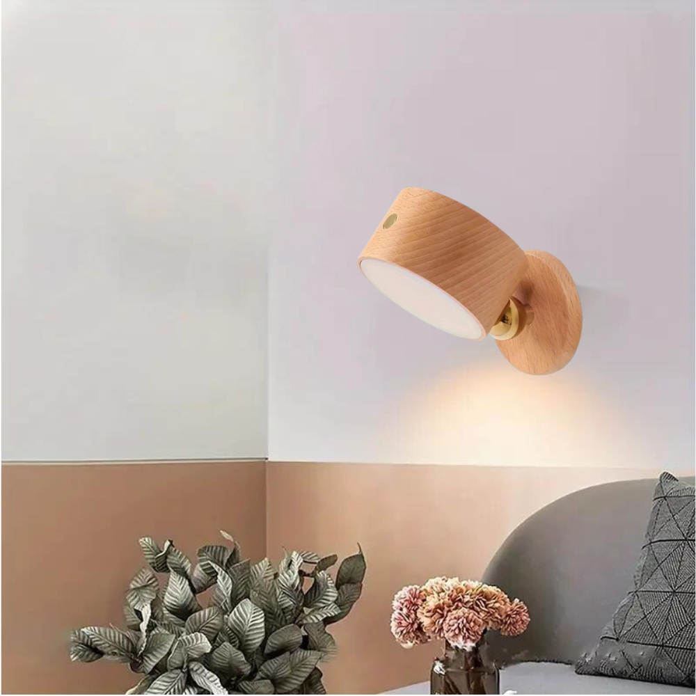 360° Verstelbare Houten Wandlamp