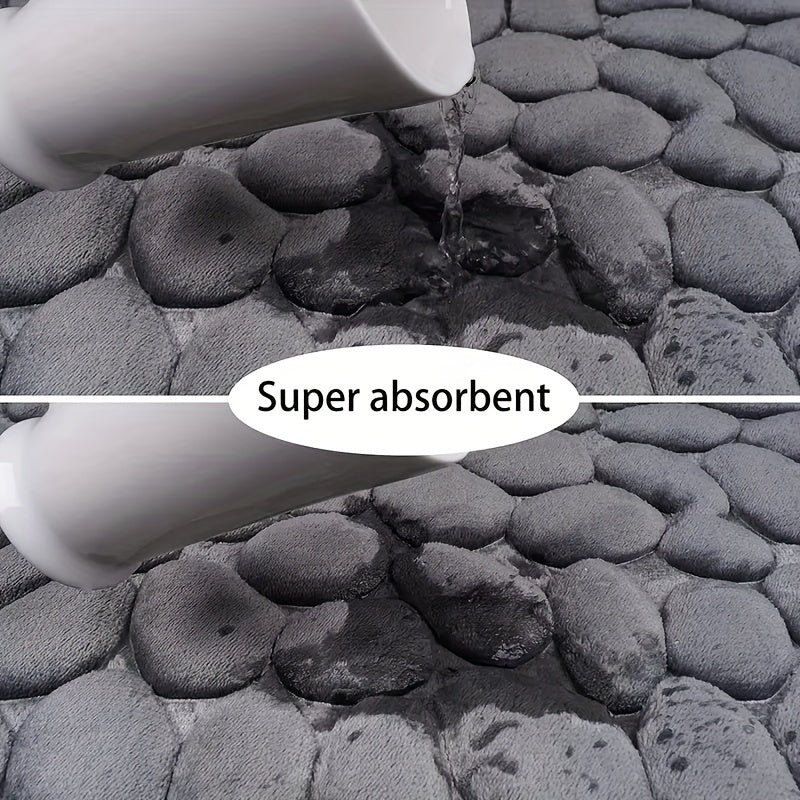 Zachte Badmat met Steeneffect - Absorberende Antislip Badmat voor Badkamer