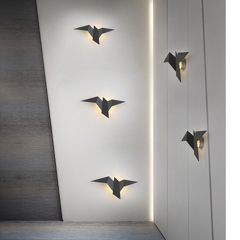 Moderne geometrische vogelwandlampen - Set van 3 decoratieve LED-wandlampen voor trap of woonkamer