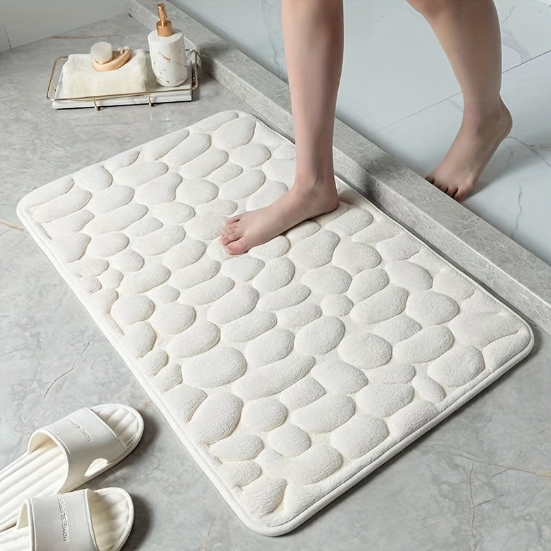 Zachte Badmat met Steeneffect - Absorberende Antislip Badmat voor Badkamer